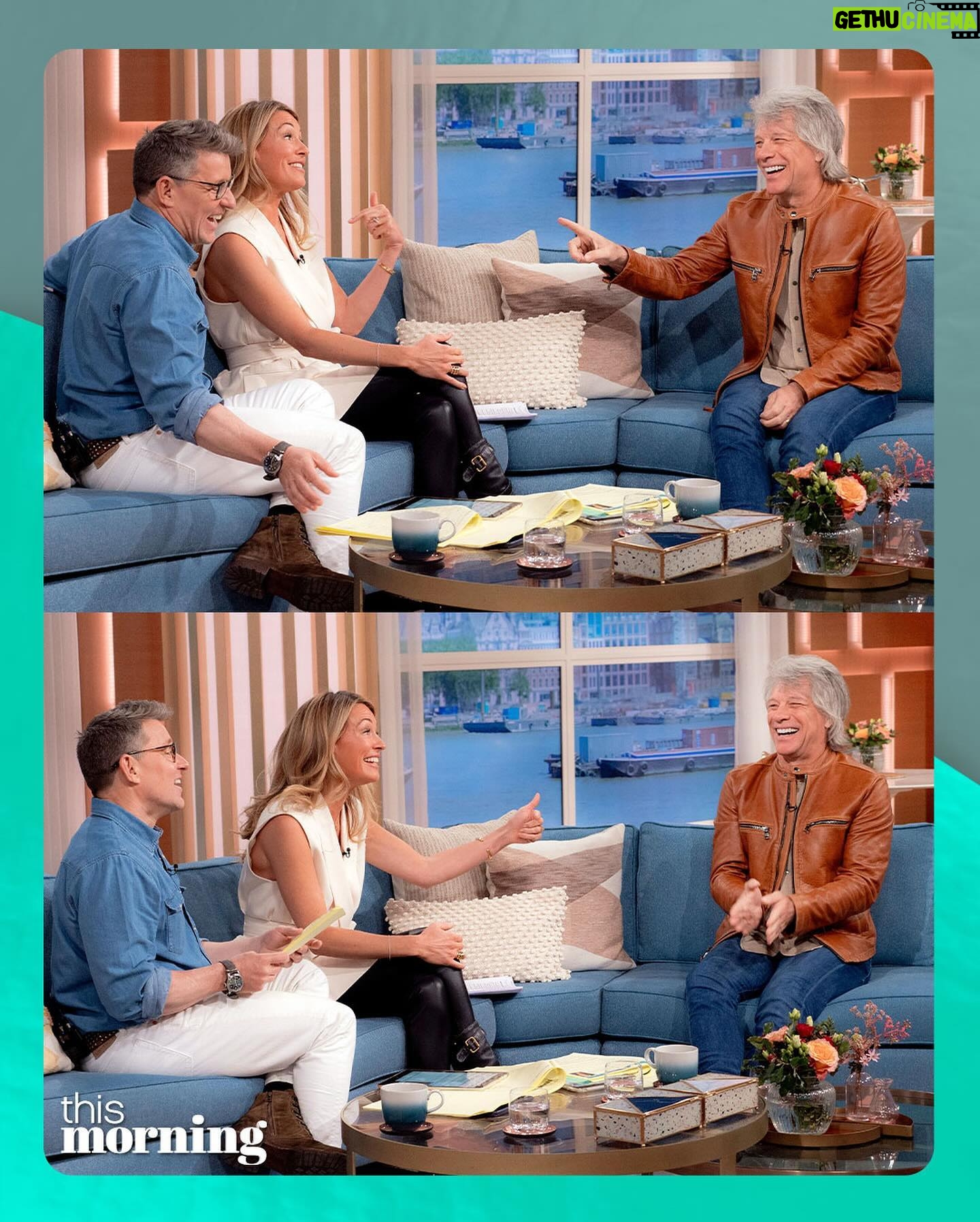 Cat Deeley Instagram - Amazing to have @jonbonjovi join @benshephardofficial and @catdeeley on the sofa today to tell all about the band’s upcoming documentary celebrating 40 years, and whether we might see them at Glastonbury sometime soon… 🎸 #ThisMorning #BenShephard #CatDeeley #JonBonJovi #BonJovi