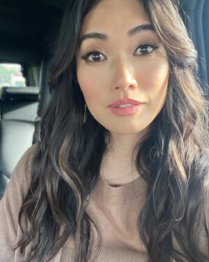 Catherine Haena Kim Instagram - It was all a dream 🍂🍂 #pressday #thecompanyyoukeep 

Hair: @dallin.james 
Makeup: @kmannmakeup 
Fit: @soyer_inc