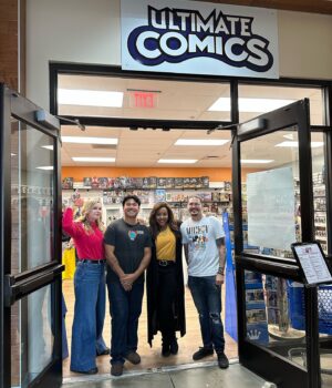 Catherine Sutherland Instagram - Thank you @ultimatecomicsofficial for hosting us at your Fort Libert store. We had an amazing day meeting the men and women who serve and protect us🙏🏻
We are so honored and blessed to have this opportunity. Love our military family 🇺🇸
#powerrangersplayback  #superchatpodcast #superchat #spreadjoy #powerrangers #superchatwithcatandnakia #mmpr #zeo #turbo #pinkranger #catherinesutherlandiaburrise #girlpower #liftupothers #laugh #love #instagood #joyrevolution #friendship #catandnakia #encourage #empower #inspire #pinkranger #yellowranger #nakiaandcat #youtubechannel