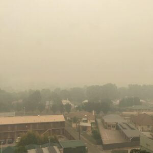 Celia Ireland Instagram - Out of a hotel window in Albury NSW. Not sure what to say except, help is needed for the fires, those fighting them, people and animals living through the devastation and those grieving people, lost in the fire’s path. @nswrfs @salvosau @wireswildliferescue much love to all xx