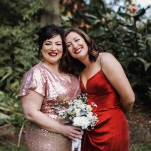 Celia Pacquola Instagram - They bloody did it. My last bestest friend got married and it was so wonderful and silly and I cried and laughed and danced heaps. Congratulations @damianpaulgibson and @kellyfastuca (also the greatest for wearing sneakers to her wedding so I could too) Also hot goss I went home with the photographer 😘😘😘😘 @daramunnis 📸. HMU @meg.cole.man & @monicapmakeup ❤️ Oh and got my dress second hand from @rackitclub Great idea and I got a bargain x