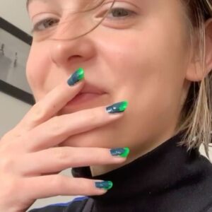 Celine Buckens Instagram - lockdown from the pov of my radically overgrowing acrylic nails