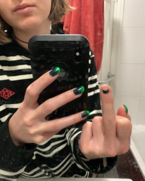 Celine Buckens Instagram - lockdown from the pov of my radically overgrowing acrylic nails