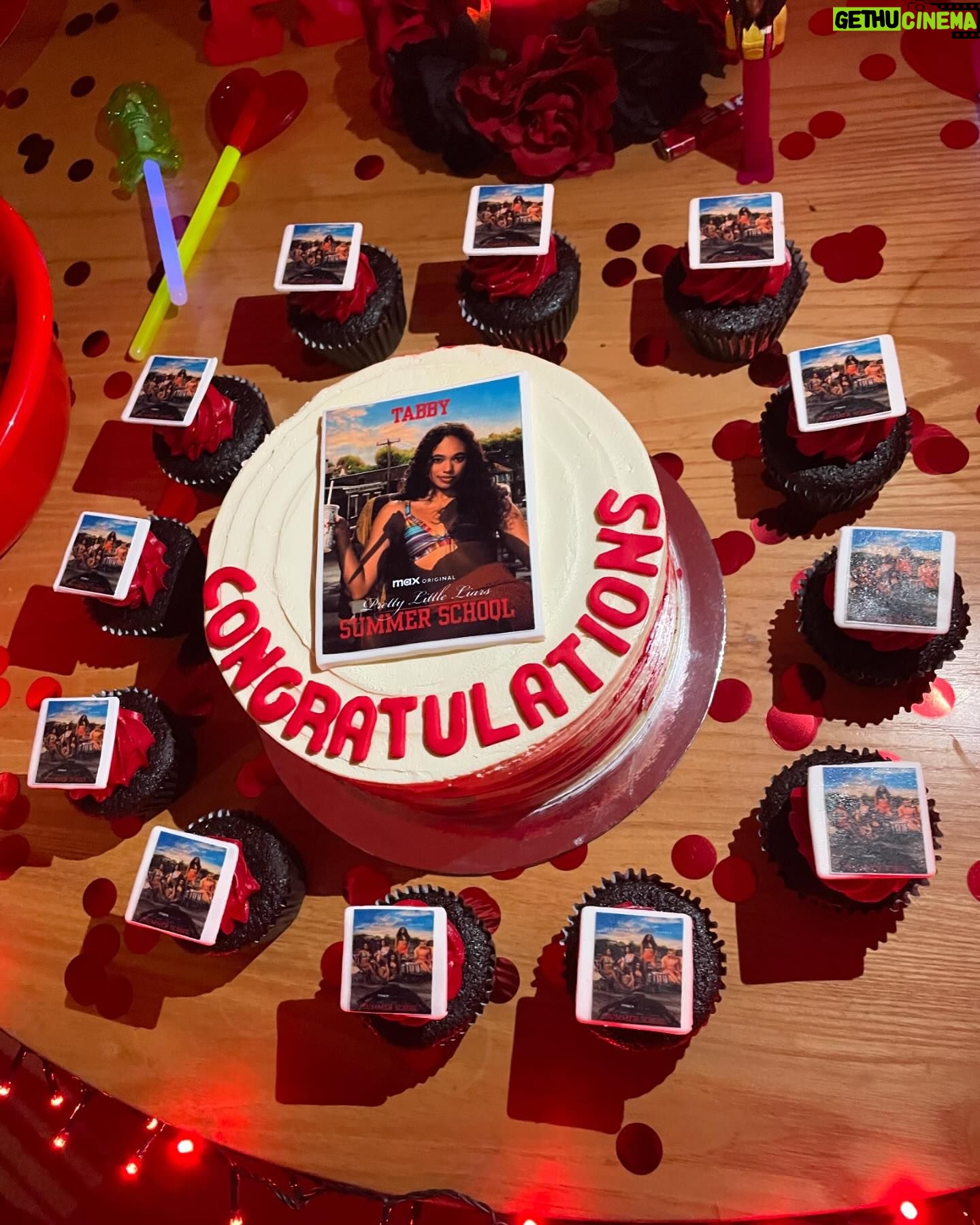 Chandler Kinney Instagram - sooooo…I was really bummed I couldn’t make it from New Zealand back to LA for the @prettylittleliars S2 premiere…so my friends surprised me with a premiere of our own😭😭😭 I’m still processing this night and marveling at what wonderful friends I have….!! they truly went above and beyond with all the pretty little details….from setting up an elaborate murder mystery game to putting my face on a cake (?!!!?), they made me feel so special and so so loved. it was the best, sweetest, most thoughtful night ever, it literally felt like a dream….one that I’ll never forget🥹 I’m still in shock lol but WOW I love my friends & @disneyzombies fam so freakin’ much❤️ my heart is so full.