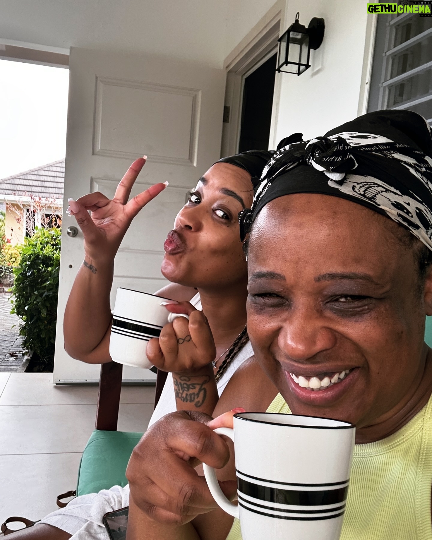 Charlene White - 8.1K Likes - Me and this one, after 3 months apart, having a coffee and a natter on my dad’s veranda in Jamaica this morning.
This weekend we’re here to say a final goodbye to my dad’s best friend: my god-father and uncle, Kes. So family far and wide are being reunited to celebrate a life well lived ❤️💔.