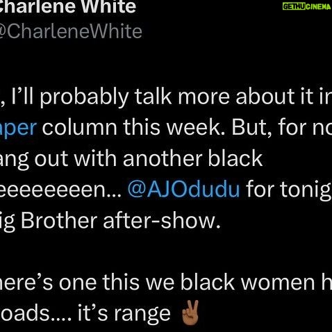Charlene White - 10.3K Likes - … because I’ve been seething all day. So…