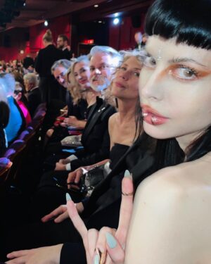 Charlotte Kemp Muhl Instagram - Big thanks to @ysl for dressing me like a proper human. Shoutout to Boeing for their rigorous quality manufacturing, to Bowie for his doodles and perpetual motion machines at the LA observatory ✈️ 🩸