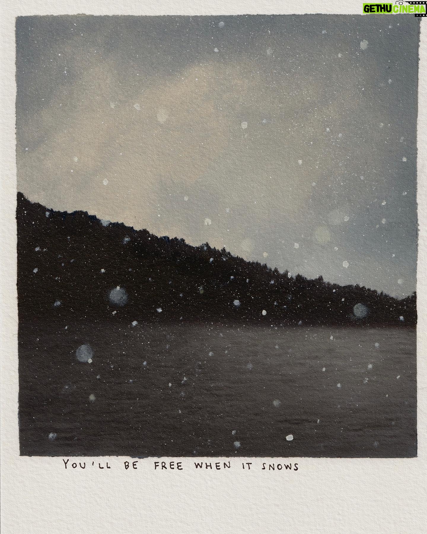 Charlotte Le Bon Instagram - You’ll be free when it snows, 15 x 22cm, oil on paper