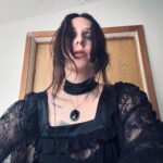 Chelsea Wolfe Instagram - the Murder Barn bathroom just gets me also, my first @batshevadress dress ! @bloodmilk guardian necklace 🖤