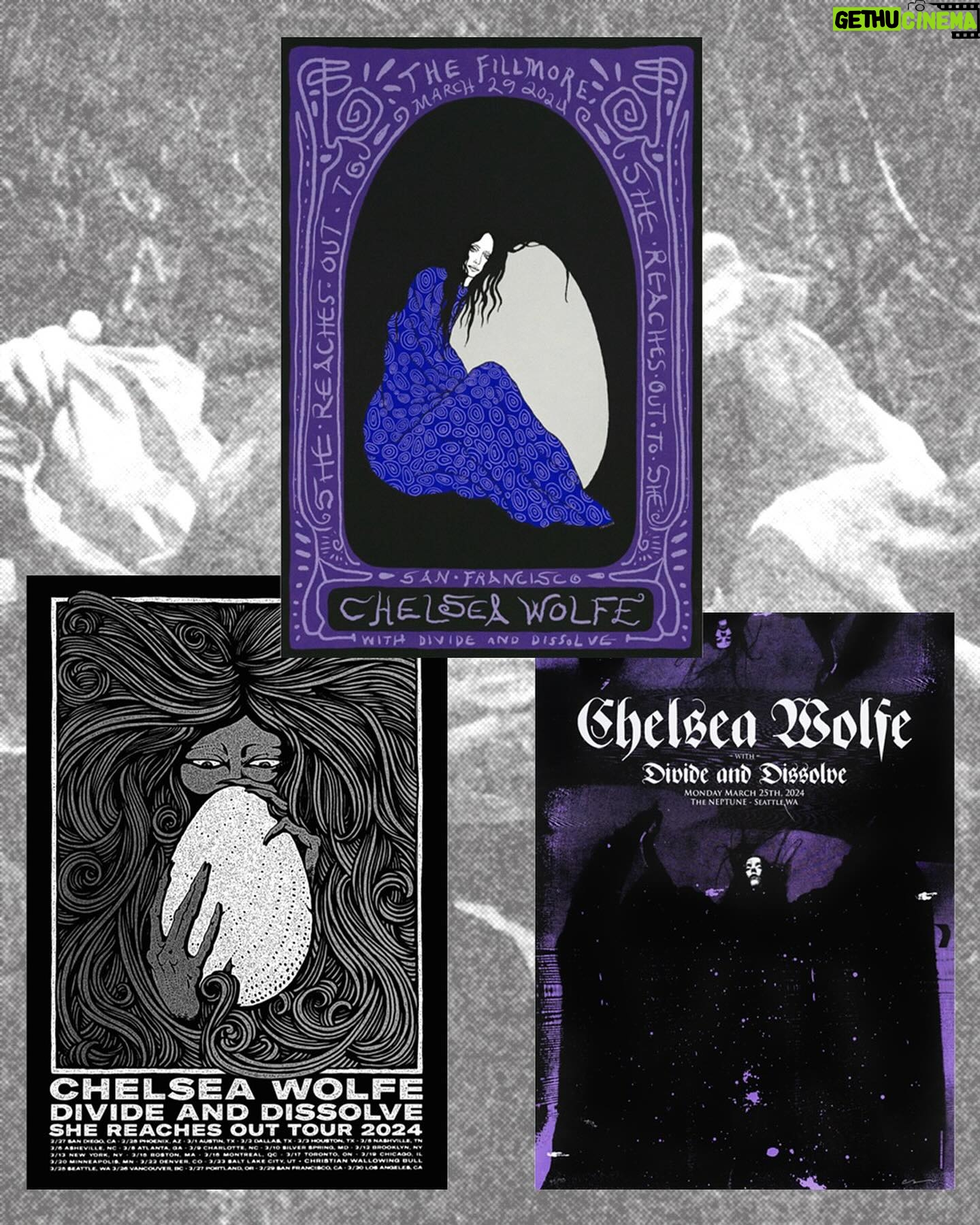Chelsea Wolfe Instagram - hi! tour merch, She Reaches Out vinyl options CDs, posters, Hiss Spun & Birth of Violence re-presses, & more are up in my official @merchtable store. link in bio🖤🖤