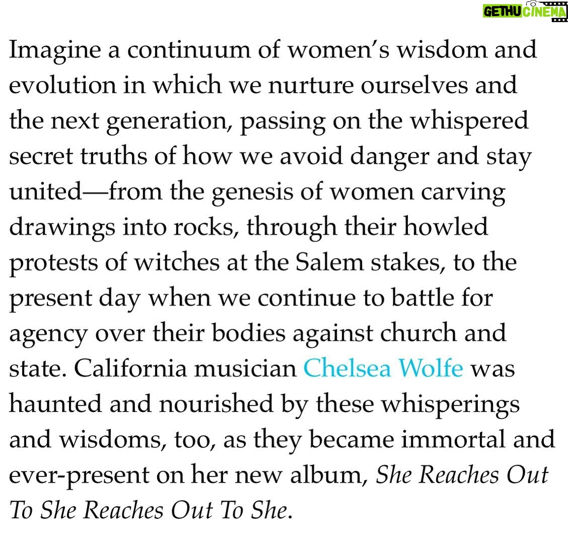 Chelsea Wolfe Instagram - more features / press for She Reaches Out @newyorkermag by @nifmuhammad @floodmagazine track-by-track @pastemagazine piece with Cat Woods @upsetmagazine @readdork & a conversation with the ever-magical @gabyherstik 🖤
