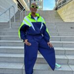 Cheryl 'Coko' Gamble Instagram - Be iconic… 💚💙 Tracksuit: @beeyeconic #iconic #tracksuit #supportblackbusiness