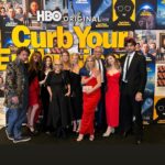 Cheryl Hines Instagram - Curb Premiere moments. 💛. Bobby III, Amaryllis, Kick, Rachael, Kailey, Cat, Bobby, Giulia, Conor 💛... And scroll for Alex in hot pink. 💛 Stylist: @jessicamulroney Make up : @patrickdefontbrune Hair : @charles_dujic Dress : @alexperryofficial Shoes : @dolcegabbana Skincare: @hinesandyoung #curbyourenthusiasm #redcarpet #family #alexperry #straplessredvelvet #hinesandyoung.