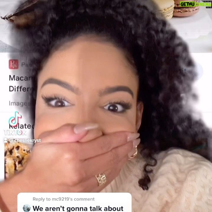 Cheslie Kryst - 41K Likes - Sweater weather 😌 …..in other news, did you know there’s a difference between macarons and macaroons?? Apparently I’ve been calling macarons (pronounced mak-uh-rahns) macaroons this whole time and I’m probably going to keep doing it since it seems like the rest of the U.S. does too and I don’t want people to be confused when I order dessert 😂😂😂😂😂 .
.
.
.
#macaroon #macaron #sweaterweather #sweater #cropsweater #sweaterset #ootd