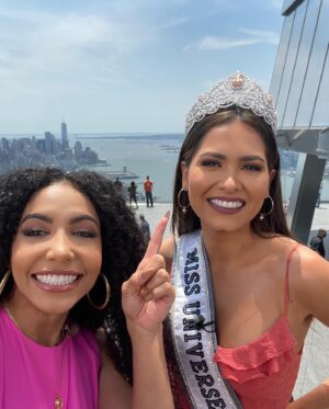 Cheslie Kryst Instagram - Congratulations to this spectacular woman on a wonderful reign as Miss Universe 2020. Andrea, you led with class, grace, and kindness and are leaving big shoes for the next titleholder to fill. Looking forward to watching your continued success!! .
.
.
.
#missuniverse #andreameza #missuniverse2021 #missusa2019 #extra #queens #pageantlife