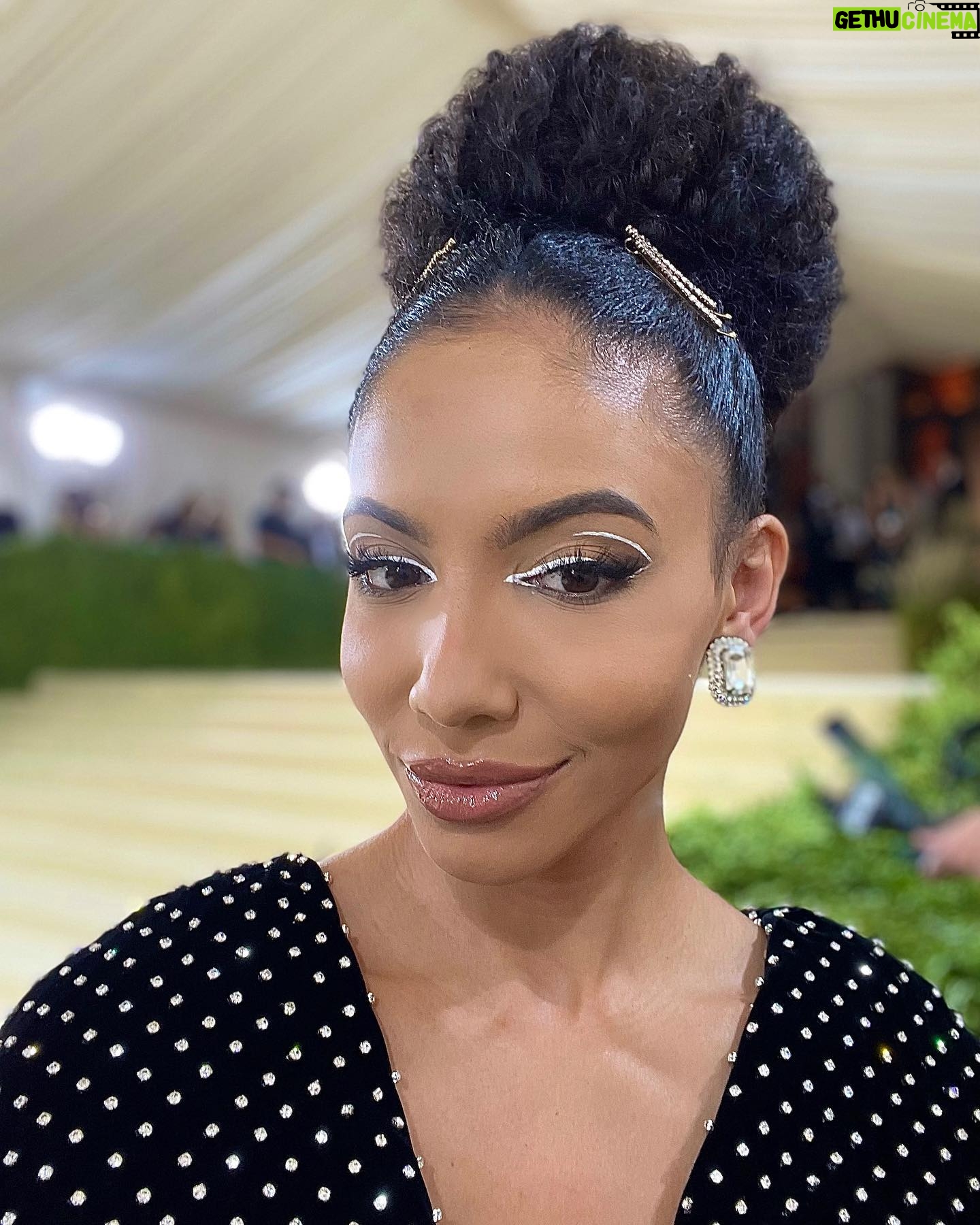 Cheslie Kryst - 12.7K Likes - Gabrielle Union complimented me on my eye makeup 😭😭😭😭😭 made my night!!! I tried something different for the Met Gala carpet (inspired by a look I saw on @yarashahidi’s page!) since I knew I’d have to wear a mask during our interviews. I did my hair and makeup and got dressed in under an hour and a half after I got home from the studio and I’m so happy with how it turned out! Swipe to see some clips of my interviews with @gabunion @ciara (who was wearing her husband’s super bowl ring!!) @billieeilish and @tarajiphenson!! WARNING🚨: it was pretty loud in there and I was basically screaming through my mask to make sure the celebs could hear me so my voice in the mic is a bit screechy 😂😂😂 sorry not sorry lol