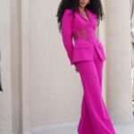 Cheslie Kryst Instagram - First she’s sour😼😼😼, then (swipe) she’s sweet 😬😬😬 . . . . #jovani #pinksuit #corsettop