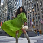 Cheslie Kryst Instagram - The dress is cute, but the booottttttsssss 😍😍 . . . . #twirling #nyc #nystreetstyle #streetstyle #nycstreetstyle #greendress #manhattannyc