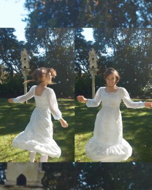 Chloé Hayden Instagram - Fun fact: for my teenage life I wore solely prairie and period style dresses, insisted on calling my parents ‘ma and Pa’ (they’re still that in my phone, and dad is now still solely known as ‘papa’ by the whole family) my favourite place was Sovereign Hill,  where I would literally just cosplay and help out the workers for the entire time, I watched Little House On The Prairie multiple times a day (still my favourite show) and I would even ride my horses in long dresses with nothing but an old rope around their neck.
Playing dress up and playing pretend was like therapy; it was switching off, it was removing myself from a world that was oh so scary and where I was oh so different, and placing myself in a world where nothing mattered.
Spending a few days in the magic of Bowral for the @bridgertonnetflix premiere was genuinely healing in a way that I did not expect and has reminded me to take more time to play pretend, to dress in my favourite clothes ‘just because’ (no matter how impractical) to explore, to create. 
In whatever way you can, I urge you to do the same 💛