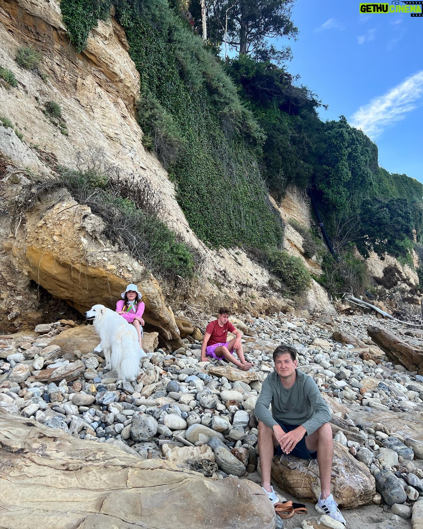 Christa Miller Instagram - Me making two of my boys sit and look for agates. In case it’s not evident, they are not thrilled…