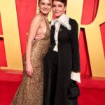 Christa Miller Instagram – Had the most fun last night at the @vanityfair Oscar Party with @charlotteslawrence and even got to photo bomb my dear friend Brendan Fraser 💛🥂💃🏼

Makeup @kathyjeung 
Hair @pamwiggy 
Styling @janellermiller 
Wearing @commedesgarcons