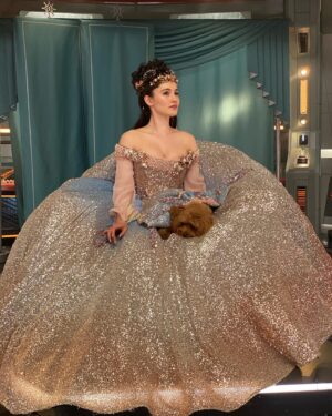 Christina Chong Instagram - That Dress. 

The memories of being in that dress will forever be some of my happiest 🥰

1. My reaction on seeing @rebeccaromijn in her fantasy costume!! 

2. I couldn’t not do a slo-mo spin.

3. Quick spin for those who can’t be bothered to watch the slo-mo. 

4. @runa_ewok and I in the Captain’s chair fantasy style. 

5. The beautiful artwork design of both our costumes/the spin-off poster starring us both. 

@berncroft and #sue you are the best! 

#princessthalia #princessruna #SNW #strangenewworlds #puppy #dogsoftrek #cavapoo @startrekonpplus #startrek #bts