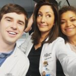 Christina Chang Instagram - Saturday with these lovelies 👩🏻‍⚕️ 🧑🏼‍⚕️ 👩🏽‍⚕️ @althomas1 @freddiehighmore #thegooddoctor #bts #weekendvibes