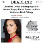 Christina Ochoa Instagram – 🌎🌏🌍 No sabéis la ilusión que me hace por fin compartir esta noticia y mas aún emprender en esta aventura con un equipo de personas creativas como estas… So incredibly excited for this world to go from page to screen and to do it with a team like this one.  #EmptyEarth #Scifi #CienciaFicción #ClimateStories @qecollective @freedomstudiosinc