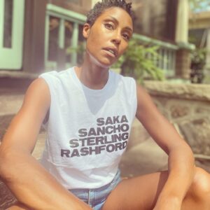 Christine Adams Instagram - There is no place for racism or hate in football or anywhere else. These 4 kings represent the best in all of us.  Proceeds from this @slimsonstore “NO PLACE FOR HATE” T will go directly to the Stephen Lawrence Foundation  @sldayfdn  #4lions #fkracism #footballislife ⚽️👑✊🏾.