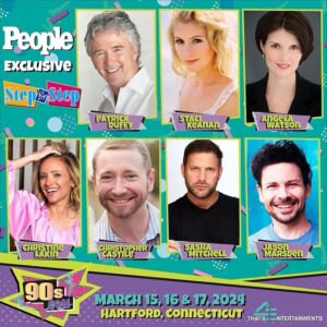 Christine Lakin Instagram - If you didn’t see it… we’re coming to @90scon! JT (Brandon Call) also in attendance! First time most of us have done this together… super excited for us all to have a hug. We will be missing our beloved @suzannesomers. ❤️ Come say hi! @thats4ent 
.
https://www.thats4entertainment.com/90scon