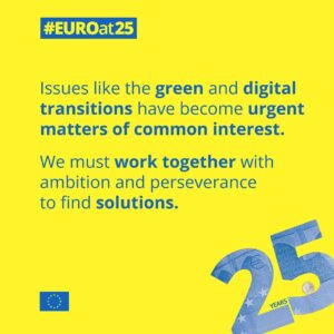 Christine Lagarde Instagram - The first 25 years of the euro have shown us how successful a dream can be.

Our joint opinion piece appears in newspapers across Europe today.

In it we argue that our work is not done. As the world changes around us, we must work together as a united Europe to provide the solutions needed to face future challenges.

Swipe left to read some of the key messages from it.