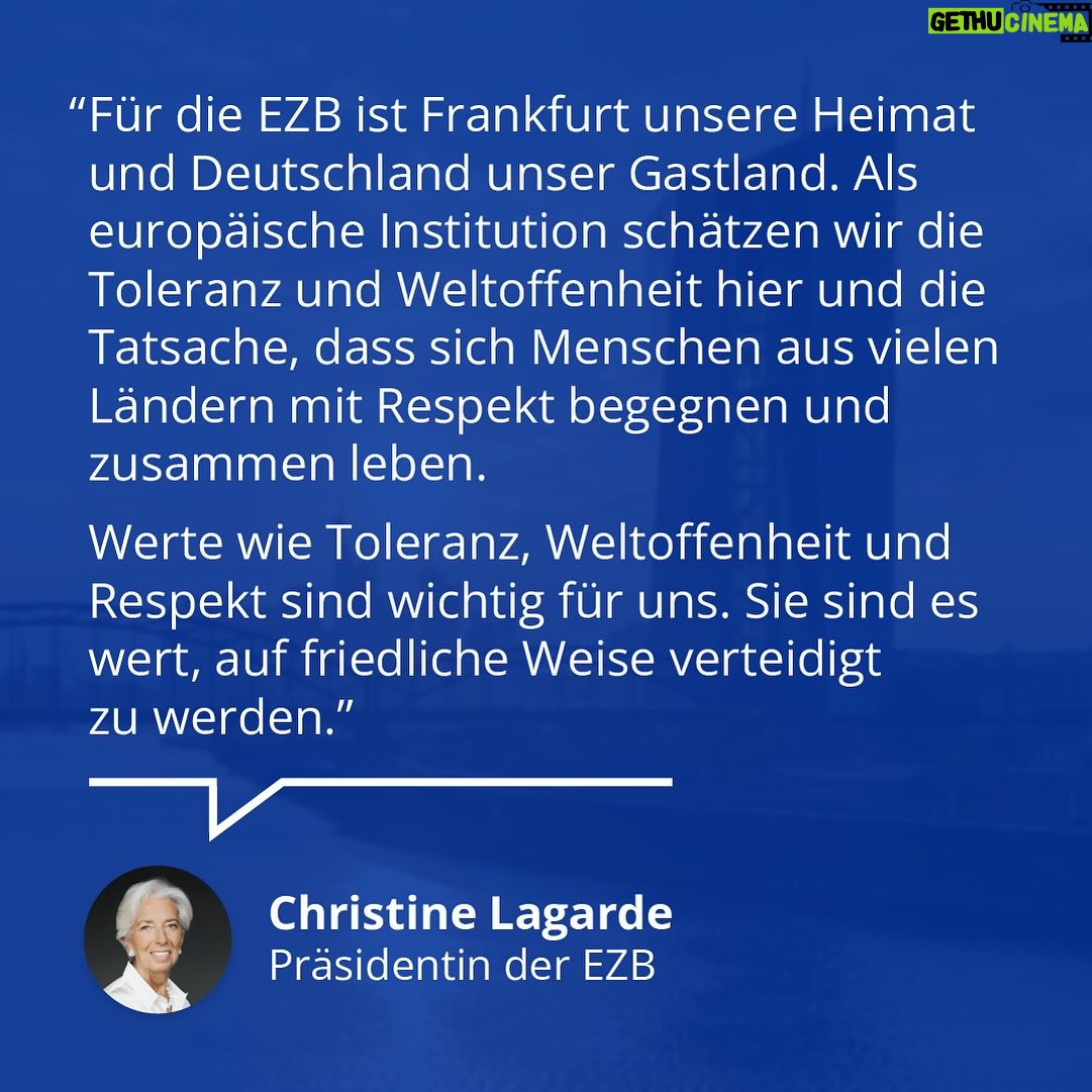 Christine Lagarde Instagram - Meine Botschaft für Toleranz, Weltoffenheit und Respekt