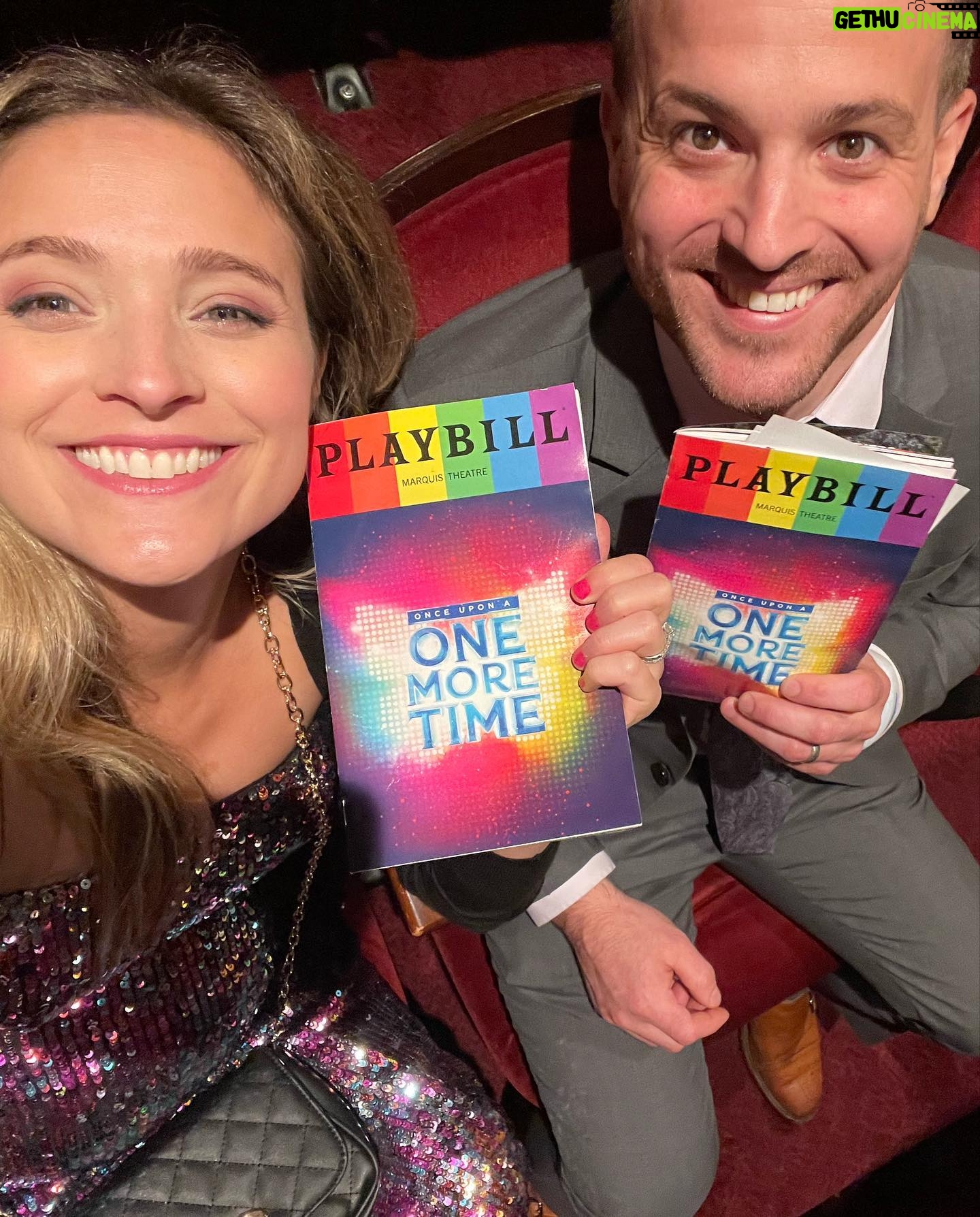 Christy Altomare - 23.5K Likes - Last night was absolutely Magical! The crowd was ELECTRIC! I love @onemoretimebway so much! I’m so glad Chris got to see opening night! It was even more fun watching his face freak out at all the moments I did… he lost his voice from cheering …The entire cast SLAYS , the projections and choreo are mesmerizing , the story always makes me cry at the end, and It is just a blast to see all of your favorite princesses on stage at one time singing @britneyspears songs… all in all l, it was a great night I won’t soon forget ! Congratulations to everyone involved. @justinguarini @brigaheelan @thejennifersimard @tesssoltau @ryannreds