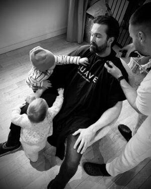 Claire Cooper Instagram - Happy Fathers Day to our heartbeat @scandalous_13 it’s been a crazy few years that we’ve all surfed together but having you by our side putting the unpredictability into our lives has caused absolute CHAOS … we are all like spinning tops ❤️ 

We love you sorely & it always hurts when you have to go away 

We can say this with absolute confidence that myself & all three of your children adore & love you SO much & it’s agreed you are the MOST ANNOYING man on the planet 🪐 

Congratulations 🥂 

We love you xx 

#fathersday @scandalous_13