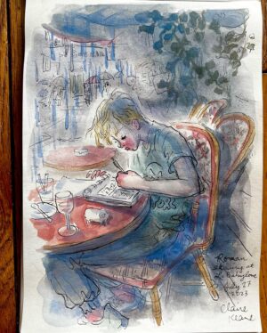 Claire Keane Instagram - At first the rain was charming …😂
.
.

#watercolorsketch
#watercolorsketching
#watercolorpainting
#watercolorartwork #watercolorjournal
#watercolorandink #onesketchaday
#sketchoftheday
#drawingfromobservation
#observationaldrawing
#drawingfromlife #lifedrawing
#draweveryday #sketch #sketchbook
#illustratorsofinstagram 
#pariswithkids 
#drawingfromobservation
#drawyourday #coloryourday
#illustratedjournal #sketchjournal
#lineandwash #penandwatercolor 
#americansinparis #parisfrance #vacationingwithkids #illustrator #illustration #animationart #visualdevelopmentartistsofinstagram
