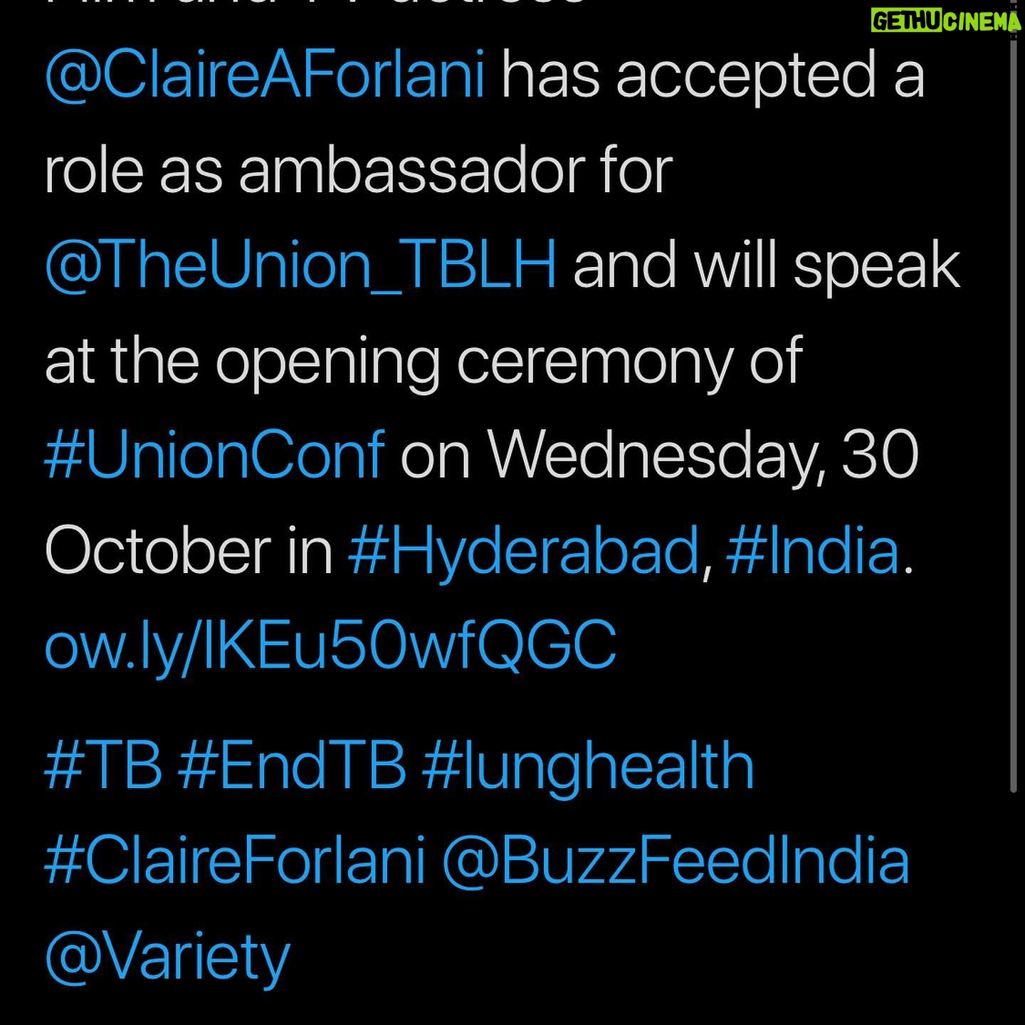 Claire Forlani Instagram - TheInternationalUnionAgainstTuberculosisandLungHealth