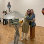 Claire Forlani Instagram - @kirafreije @approachgallery London.This unique, exquisite show METEORITES by the the beyond talented artist Kira Freije ( who I’m hugging in photo) is showing now at the The Approach Gallery until July 2 . I wanted to sit there endlessly , with my favorite piece “TheForgiver” flying over me 🖤