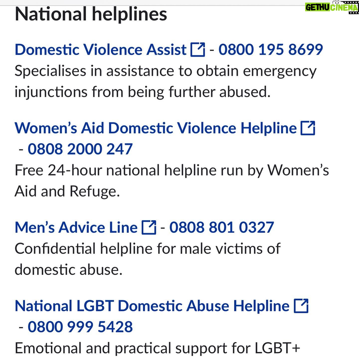 Claire Forlani Instagram - Any kind of domestic abuse please reach out and get help. Here are numbers you can call.