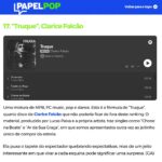 Clarice Falcão Instagram – fiz um atrasado carrossel com algumas listas que citaram o Truque como um dos melhores discos de 2023, pois muitos dirão que fazem música pelo amor mas eu faço para tirar onda

obrigada por lembrarem de mim e principalmente proporcionarem essa oportunidade de me exibir na internet. 

recado a quem quer ouvir essa belezinha ao vivo:  a turnê estreia dia 01/03 na Casa Natura em SP ultimos ingressos ainda a venda no LiNK dA biO

ps. nunca é demais agradecer ao meu parceiro @looksdepaiva pois ele é pfto