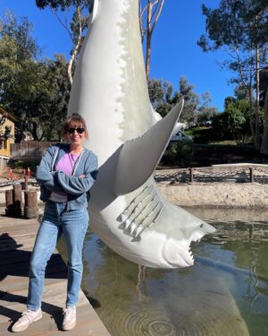 Claudia O'Doherty Instagram - Here are some extremely candid behind the scenes pictures from season two of ‘Killing It’. We shot at Universal Studios, which is home of my favourite actor of all time, Jaws. First pic is not Jaws obviously, it’s a shark that took the fall for Jaws at the beginning of the movie. The video is Jaws herself, then some stolen early morning glimpses of Jaws. Also included is the time I forced Beck Bennett to come and look at Jaws during lunch, and my heartwarming Jaws birthday. Have you watched ‘Killing It’ yet? It’s on @peacock @stanaustralia @showcasetv and something in New Zealand. If anyone tries to correct me about any of these Jaws details in comments, I’ll have your accounts deleted ❤️❤️❤️❤️