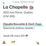 Claudia Bouvette Instagram - HI 🧸 28 mars prochain en spectacle plateau double avec @zachzoya à @lachapellespectacles !!!! Billets dans ma bio 🎫 <3