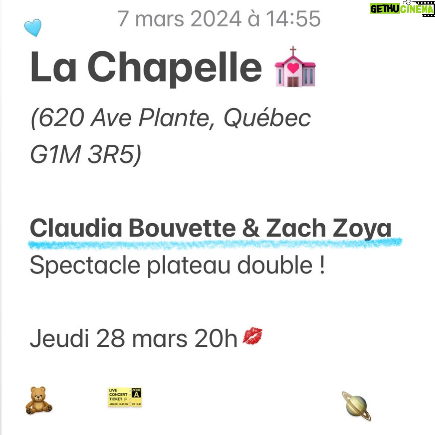 Claudia Bouvette Instagram - HI 🧸 28 mars prochain en spectacle plateau double avec @zachzoya à @lachapellespectacles !!!! Billets dans ma bio 🎫 <3