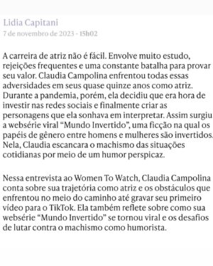 Claudia Campolina Instagram - Entrevista que deu para o Meio & Mensagem ❤️