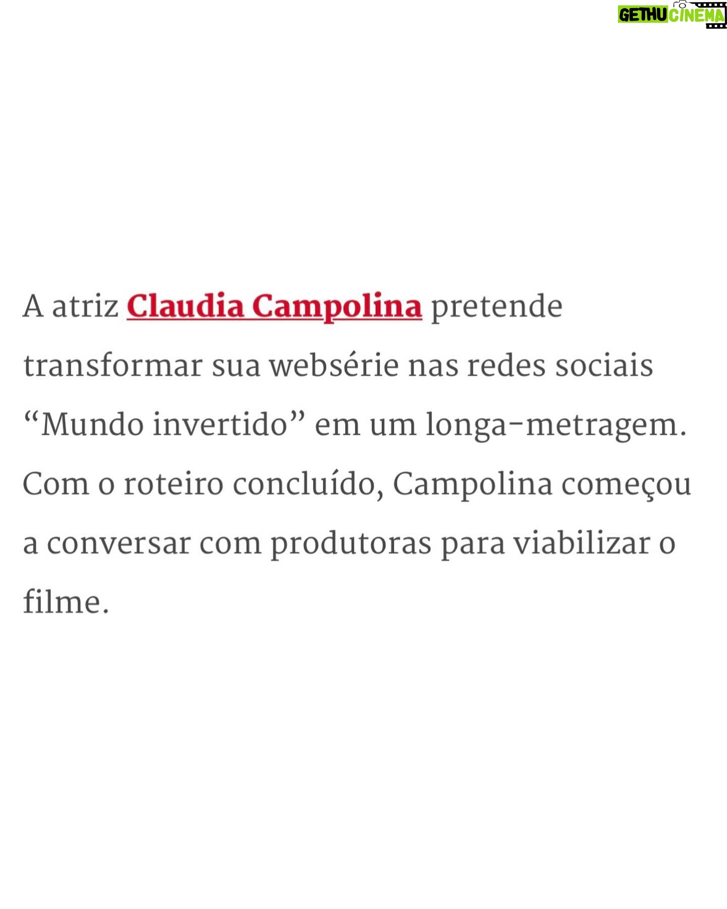 Claudia Campolina Instagram - Vamos investir nesse longa? Obrigada pela matéria @guilhermeamado