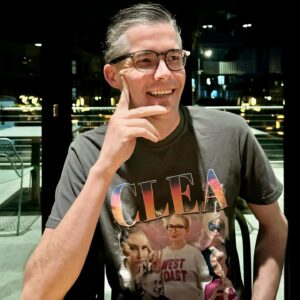 Clea Shearer Instagram - I turned 42 today, and I’m feeling really grateful for another year 🤍 Also that my husband and friends would choose to wear shirts with my face on them in public.