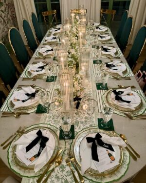 Clea Shearer Instagram - I had a last minute idea to throw a little birthday dinner in our new home, and it turned into such a special night with the best group of friends. Core memory 🍾 

Outfit: @veronicabeard 
Catering: @kristenwinston 
Florals: @the_florista_ 
Menus: @loveandlion 
Rentals: @pleasebeseatedrentals
