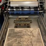 Colby Minifie Instagram - Woodcut process for Epiphany at @lctheater. I try to make one for every play I do and at some point in the process I inevitably think I’m a total nut job but people seem to enjoy it. This time I printed the editions on a letterpress with my buddy @archie_archambault at his shop @archiespress with expert @cyborgrrrl. Check out the shop on E 10th st it’s wonderful. And peep @playbill this week, they wrote a little something about it :) 🪵🪓