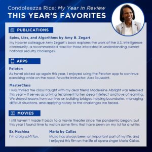 Condoleezza Rice Instagram - As this year comes to a close, I wanted to share some of my favorites from 2022 and a few predictions for 2023. I look forward with optimism to next year, and may you spend time with your loved ones and have a happy and healthy rest of the holiday season.