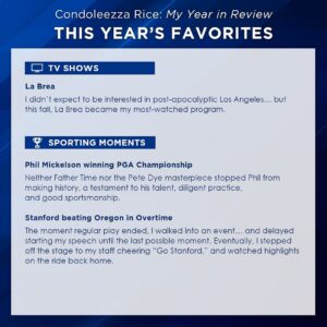 Condoleezza Rice Instagram - As we look to ring in the New Year, here is a look back at some of my favorites from this year, as well as a few predictions for 2022. 

Wishing you all a happy and healthy New Year!