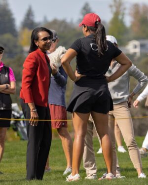 Condoleezza Rice Instagram - Go @StanfordWGolf! The Stanford Intercollegiate is one of my favorite events each year, and this year’s tournament is extra special, dedicated to Cal’s Head Coach Nancy McDaniel for breast cancer research. If you’d like to join us in support, please visit https://app.99pledges.com/fund/PlayforHer/stanford-womens-golf